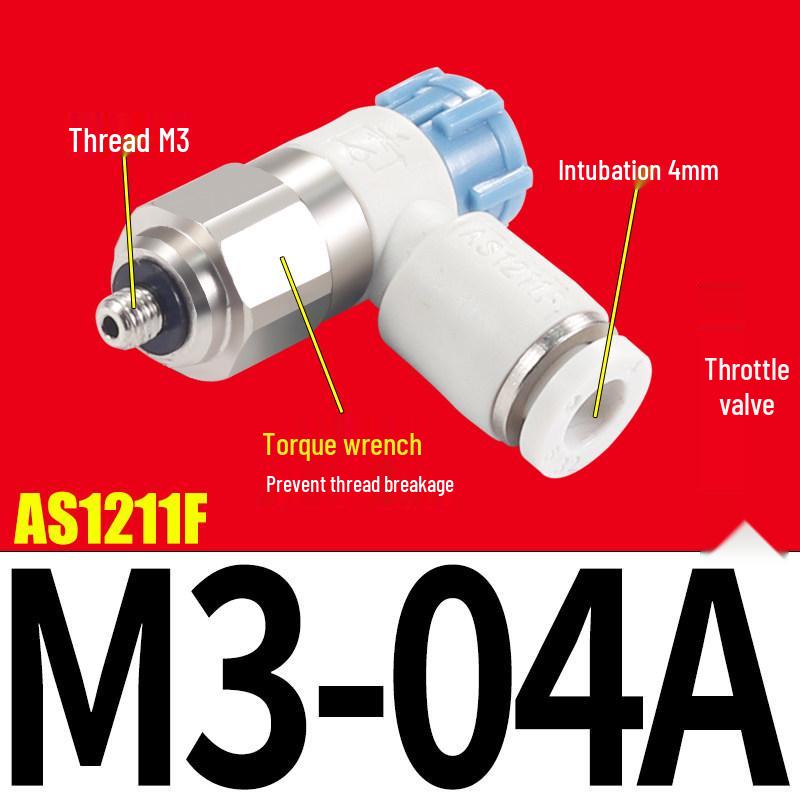 SMC AS1201F Pneumatic Speed Control Valve - Adjustable Throttle Push-Lock Fitting for Cylinder Control