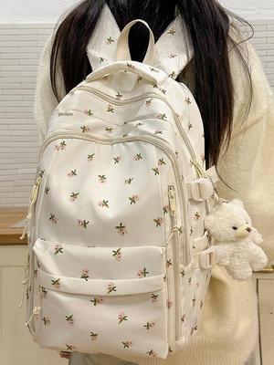 Floral Sweet Backpack for Women: Large Capacity, Ideal for School - Suitable for Junior High and Elementary Students
