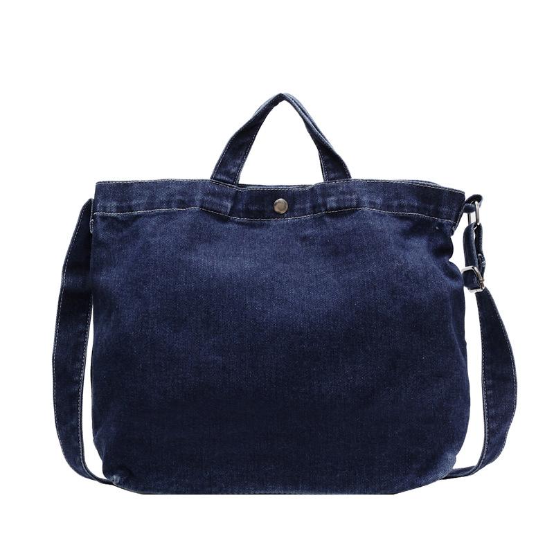 

Large-capacity commuter bag, new lazy style class, denim tote bag, fashionable one-shoulder portable oblique span bag. темно-синий