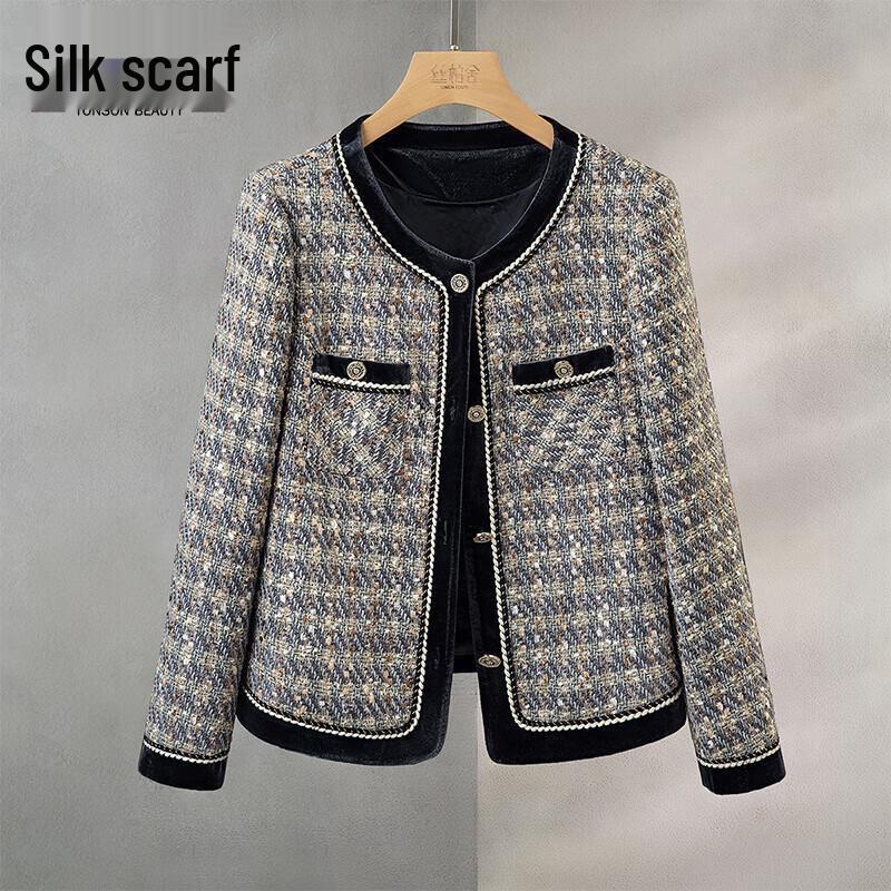 

Women s 2025 Autumn Plaid Long Sleeve Blazer Jacket M