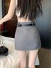 Gray Spicy Women's High Waist A-line Anti-exposure Slimming Short Skirt
