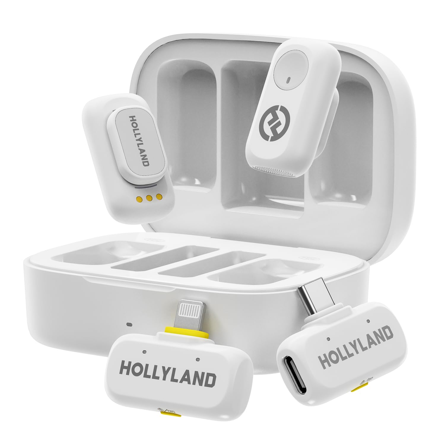 

HOLLYLAND LARK A1 Combo Беспроводной мини-микрофон для iPhone Android TX 1 RX 1 Lightning RX Зарядка Магнитный микрофон для и Влогинга & (2 + USB-C белый