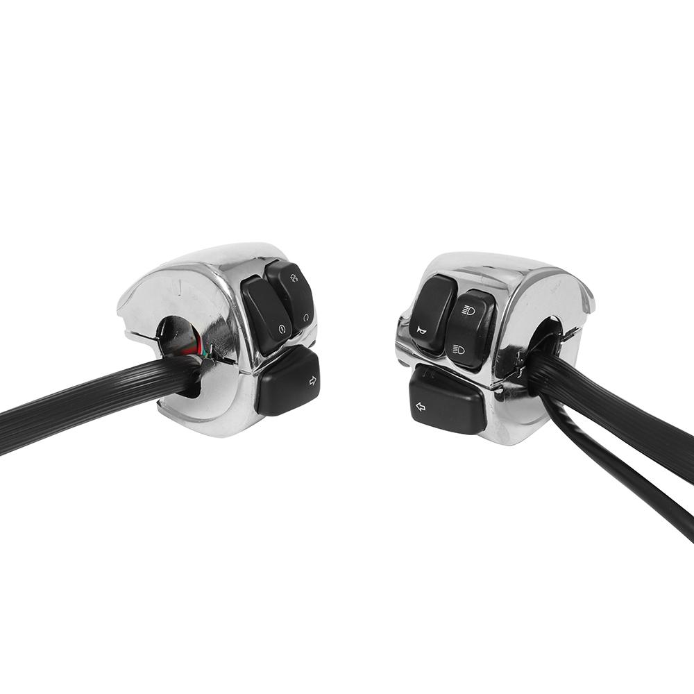 1"25mm Handlebar Control Switch Motorcycle Motorbike Turn Signal Switches Button With Wiring Harness Black/ Chrome For Harley