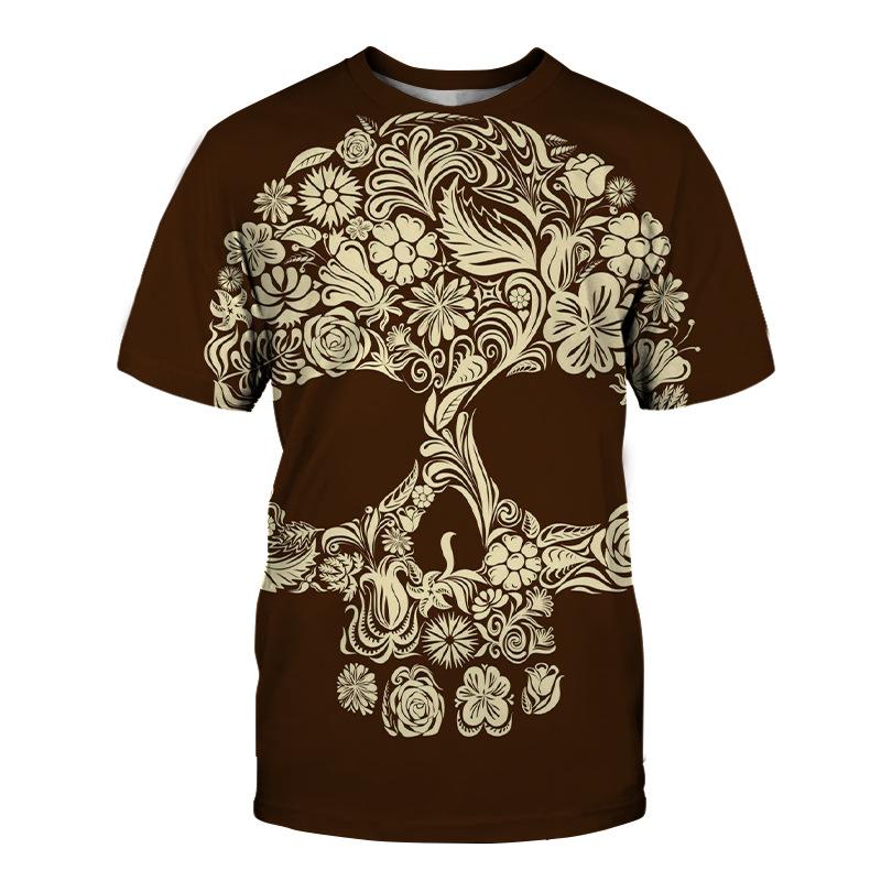 Summer New Anime Skull 3D Printed Round Neck Short Sleeved Women's T-shirt