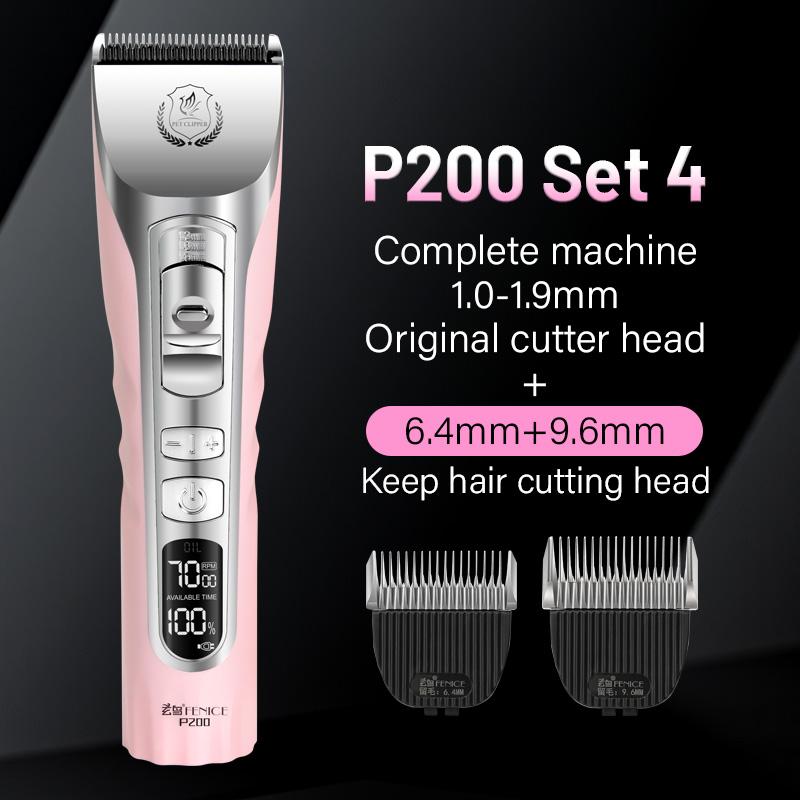 Fenice Sakura Pink Dog Hair Cutting Machine 5000mA Capacity LCD Screen Pet Dog Grooming Clipper Rechargeable Shaver Set2