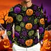 Men's Casual Long Sleeve Halloween Printed T-Shirt for Everyday Wear