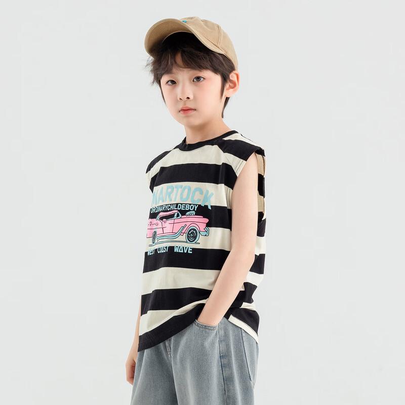 Boys  Striped Car Breathable Cotton Knit Vest 160