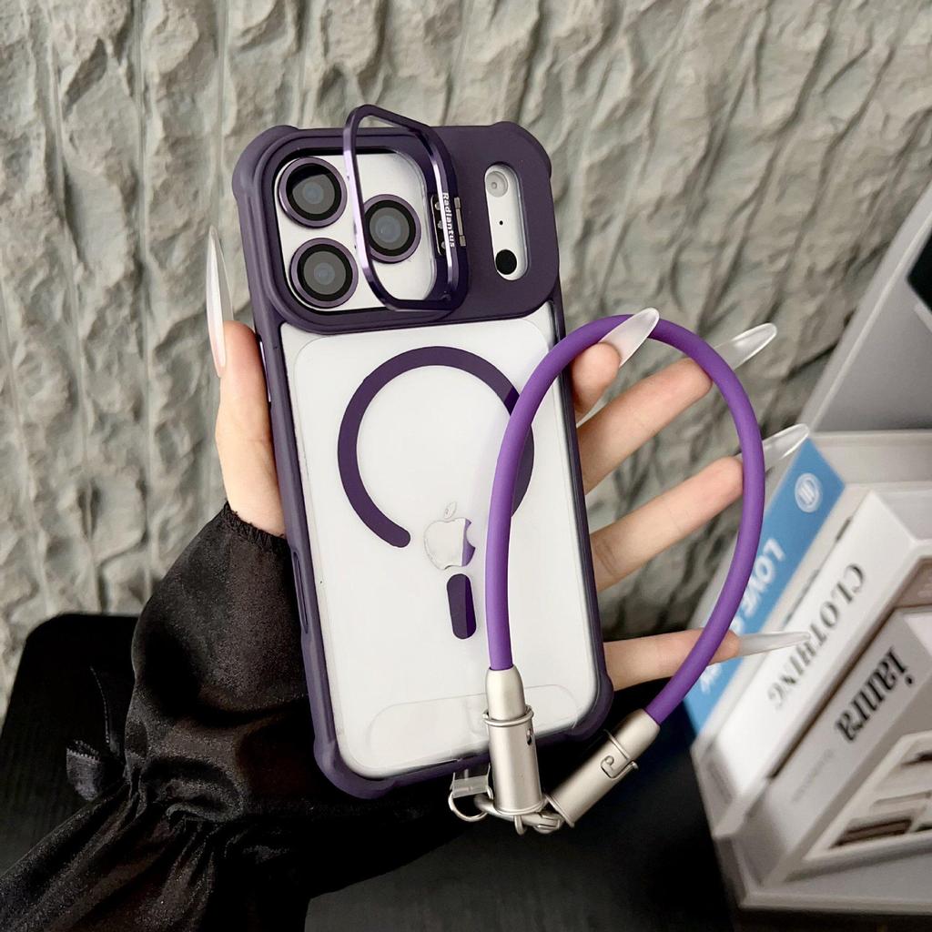 Magnetic iPhone Case for 17 Pro Max with Lens Stand, Lanyard, and Hard Data Cable for iPhone 16.