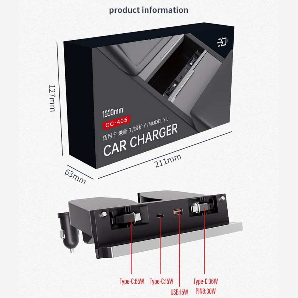 USB Hub Docking Station For Tesla Model 3 Highland Y Juniper YL Center Console Fast Charging Expansion Dock Car Accessories
