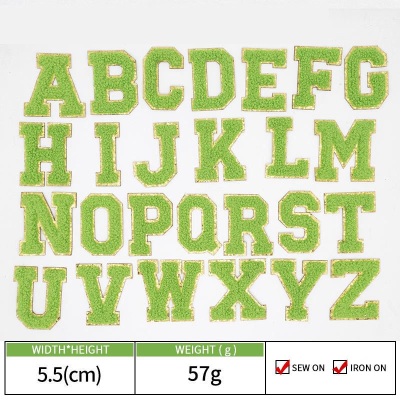 Colorful English Letter Chenille Embroidery Patches Iron on Sew on Garment Alphabet Crochet Patches for Clothing Hat Cap Craft