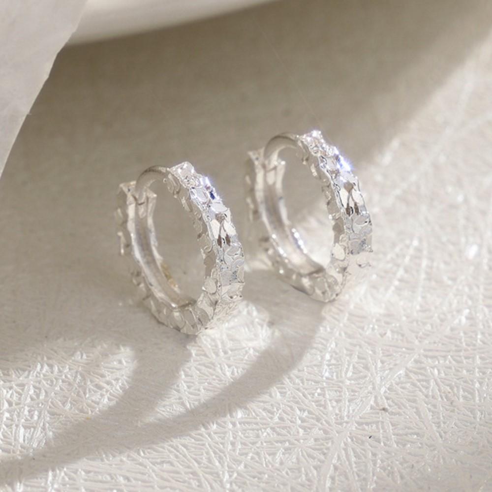 

PANJBJ 925 Sterling Silver Geometry Earrings For Women Texture Irregular Design Office Minimalism Jewelry Gift Wholesale