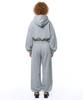 [Set] String Oversized Crop Hoodie + Single-Pleat Wide Pants - Melange
