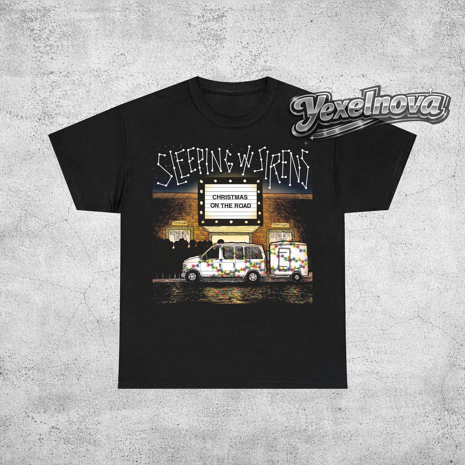 Sleeping With Sirens Christmas On The Road T-Shirt – Rock Band Merch L