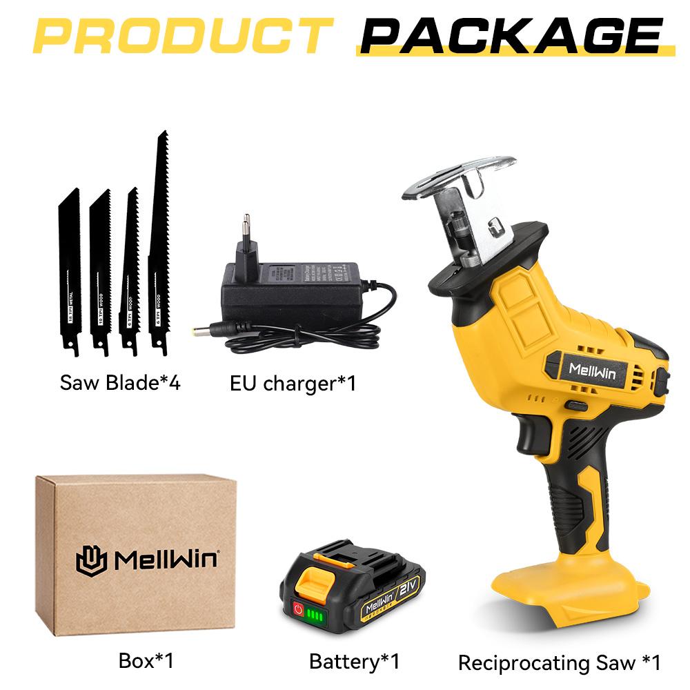 MELLWIN Cordless Electric Reciprocating Saw Handheld Wood Metal Pipe Cutting Electric Saw Tool For Makita 18V Battery Pin