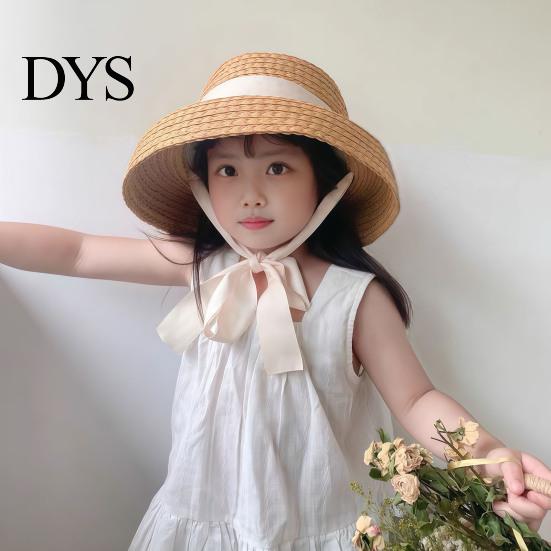 Sunshade Hat for Daily Wear Straw Sun Hats Kids, UV Protection Fishing Hat, Wide Brim Bucket with Ribbon, Breathable Summer Outdoor Beach Travel