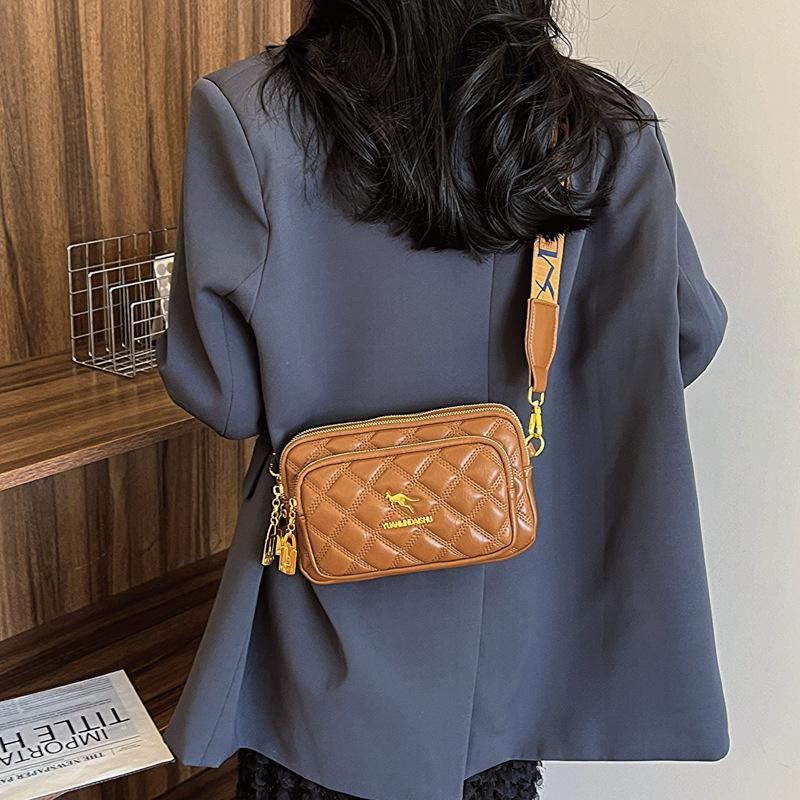 Premium Diamanttasche Damen neue trendige lässige schräge Umhängetasche vielseitige dreilagige Handytasche kleine quadratische Tasche