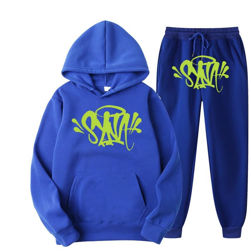 SynaWord High Street Fashion Trendy Brand Suit Men's Ins Trend Hip Hop Hoodie Syna Print Sweater Suit