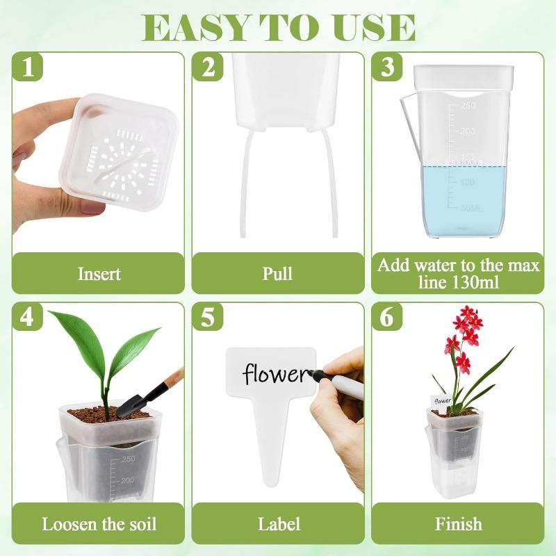 Automatic Self-Watering Flower Pot, Translucent Plastic Planter with Drainage Holes, For Succulents & Cuttings, Home Gardening Decor