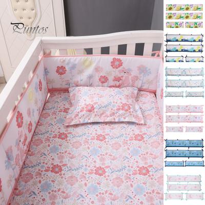 4Pcs/Set Breathable Crib Bumper Pads Easy To Install Disassemble Printed Design Fade Resistant Baby Bed Bumper Mats
