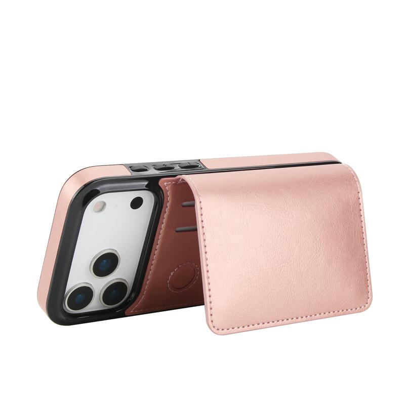 Applicable iPhone17Pro iPhone leather case15Plus Back-cover type protective case Samsung S25U Card holder