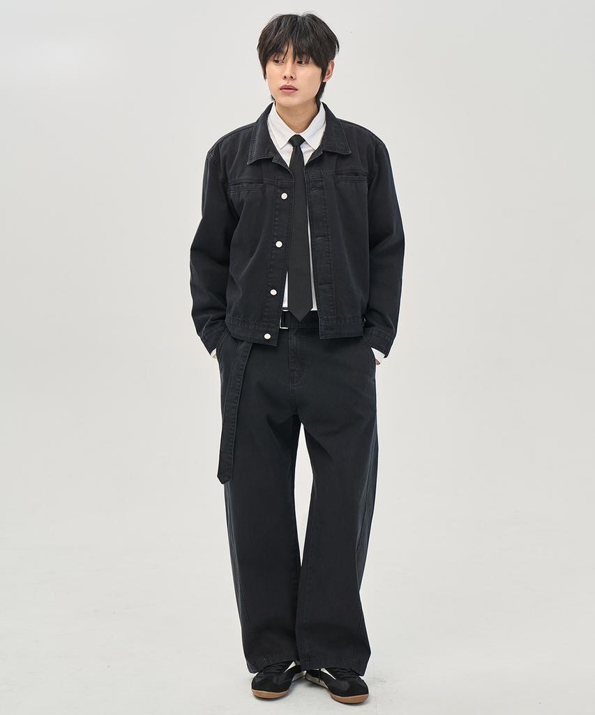 Prairie Washed Crop Trucker Jacket (Black)