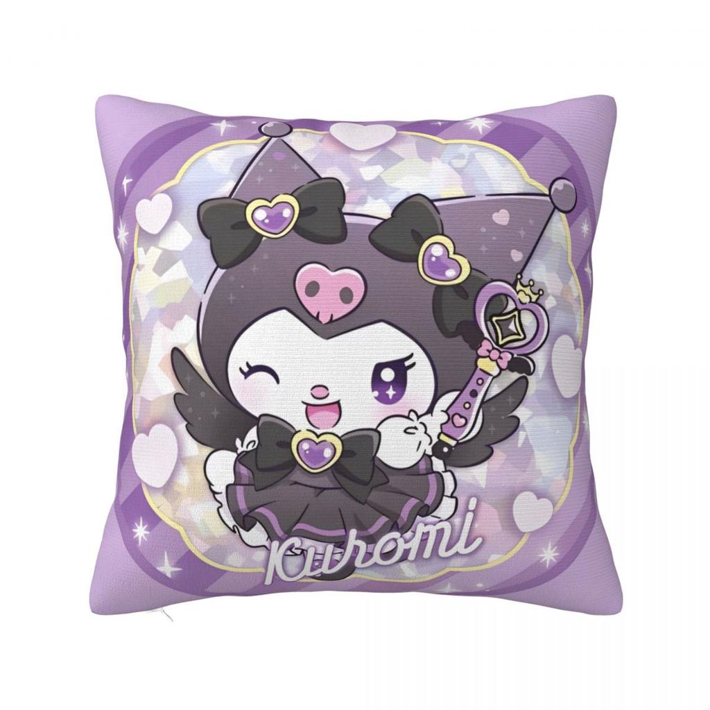 Black Kuromi Bat Skull Cartoon Square Pillow Cases Cushion Covers Funny Zippered Decor Pillowcase for Home 45x45cm