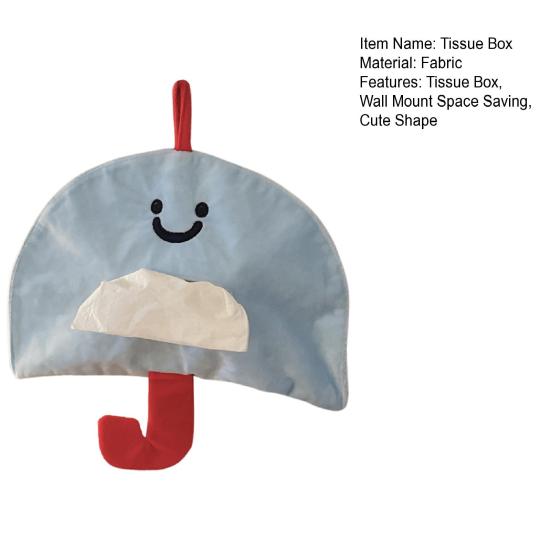 Yousheng Tissue Box Soft Velvet Fabric Hanging Tissue Holder with Lanyard Wall-Mounted Tissue Case Cute Mushroom Shapes Organizer for