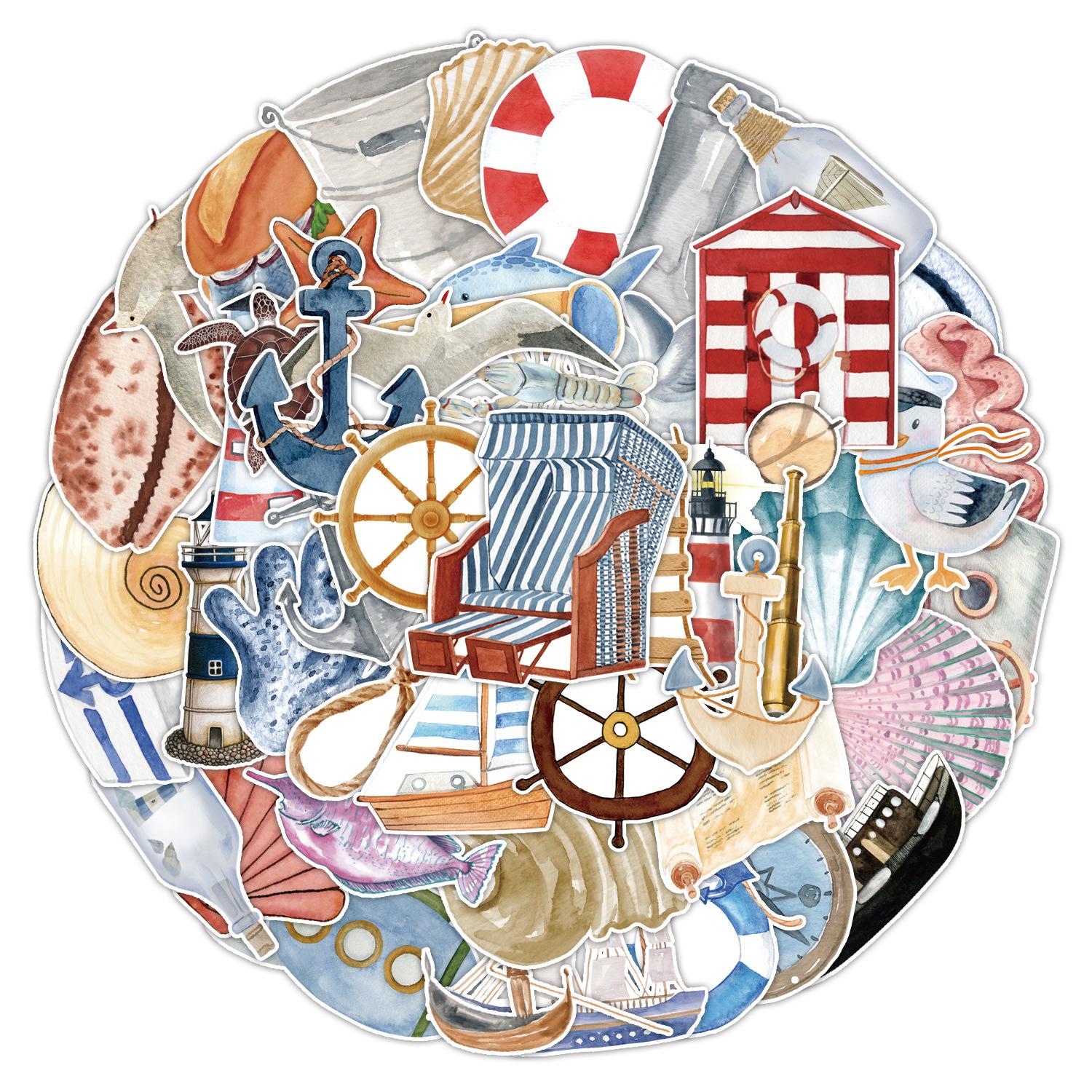 

50 Наклеек с маяками для парусного спорта, Декоративные наклейки для автомобиля, мобильного телефона, книжных полок, Наклейки для блокнота, креативные наклейки для заметок от руки, водонепроницаемые