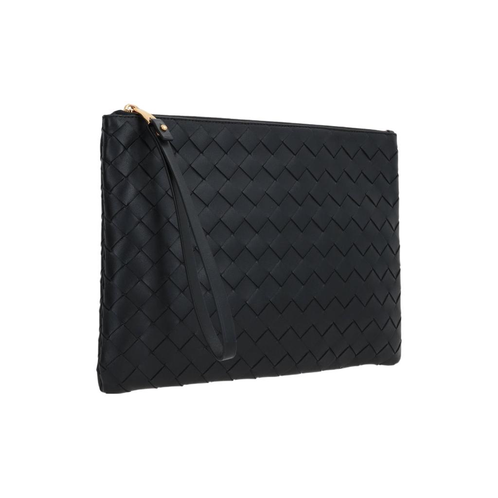 Bottega Veneta Woven Fringe Lambskin Clutch Women clutch Black 749922VCPP38425