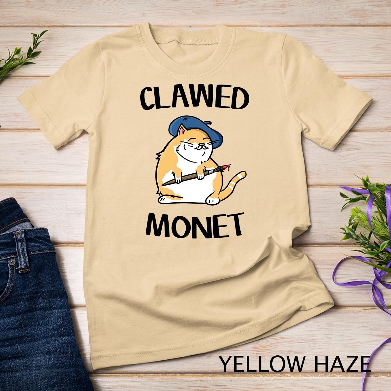 Funny Cat T-Shirt Mens Womens Tees Top - French Artist Painting Clawed Monet Unisex T-Shirt Mens Womens Tees Top S