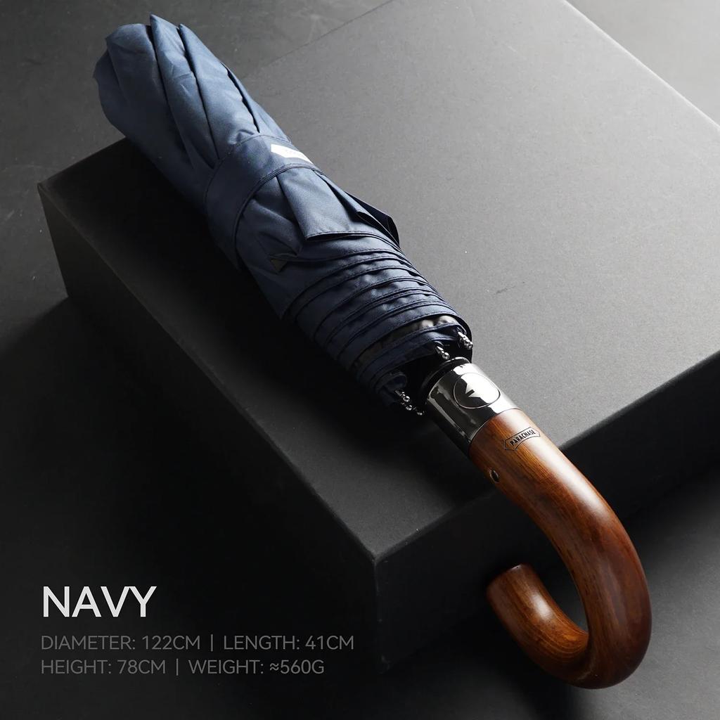Wooden Large Umbrella Windproof Strong, UV Protection Sun Umbrella for Men, Business Style Golf Folding Umbrella