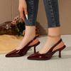 Fashion Sexy Pointed Toe Sling Back Pumps Women 2025 Summer Patent Leather Thin High Heels Shoes Woman Classic Solid Black Office Shoes