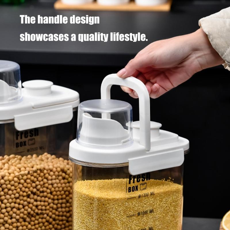 Airtight Kitchen And Laundry Storage Container With Double Sealing Lids And Ergonomic Handle Kitchen Storage Bin
