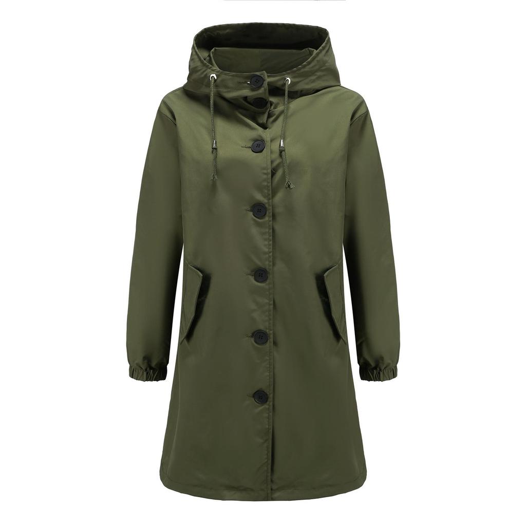 Damen Übergröße Wasserdichter Windbreaker mit Kapuze - Lässiger lockerer langer Mantel für Herbst/Winter