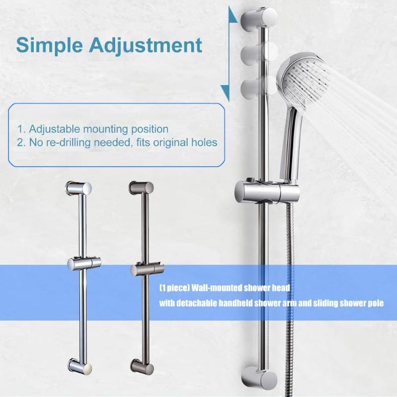 Wall Mounted Sliding Shower Poles Handheld Sprayer Bracket Included Adjustable Height Steel Easy Installs for Flexible Use