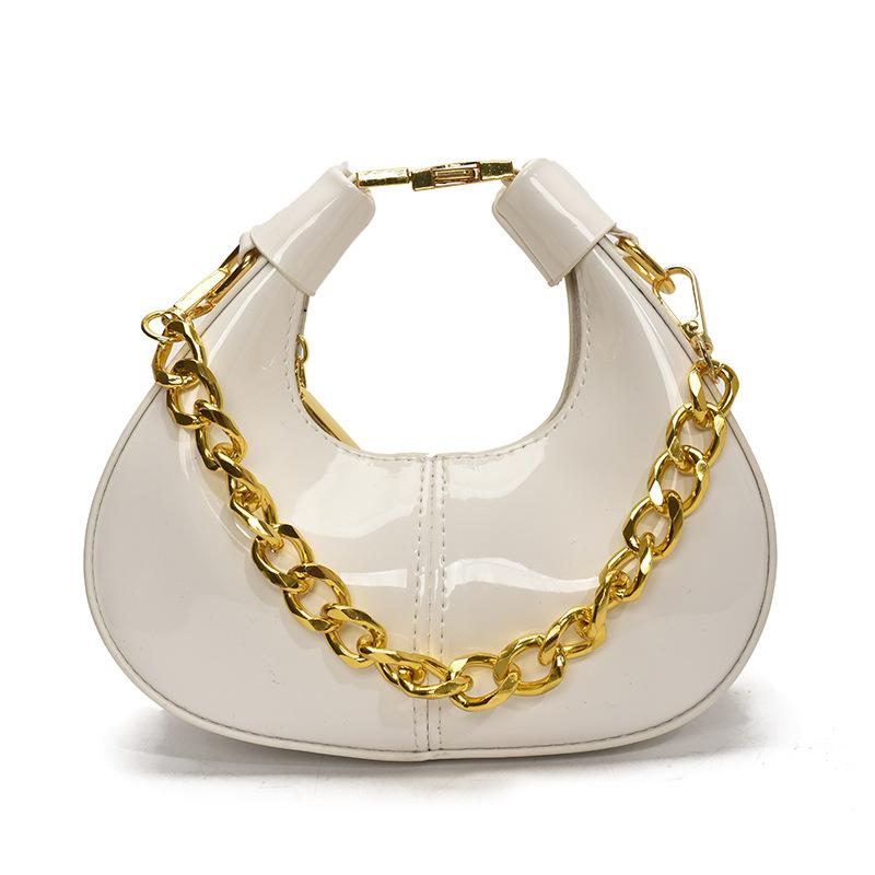 

Весенне-летняя новая модная универсальная мини-сумка-мессенджер на цепочке, женская высококлассная нишевая портативная сумка-полумесяц белый