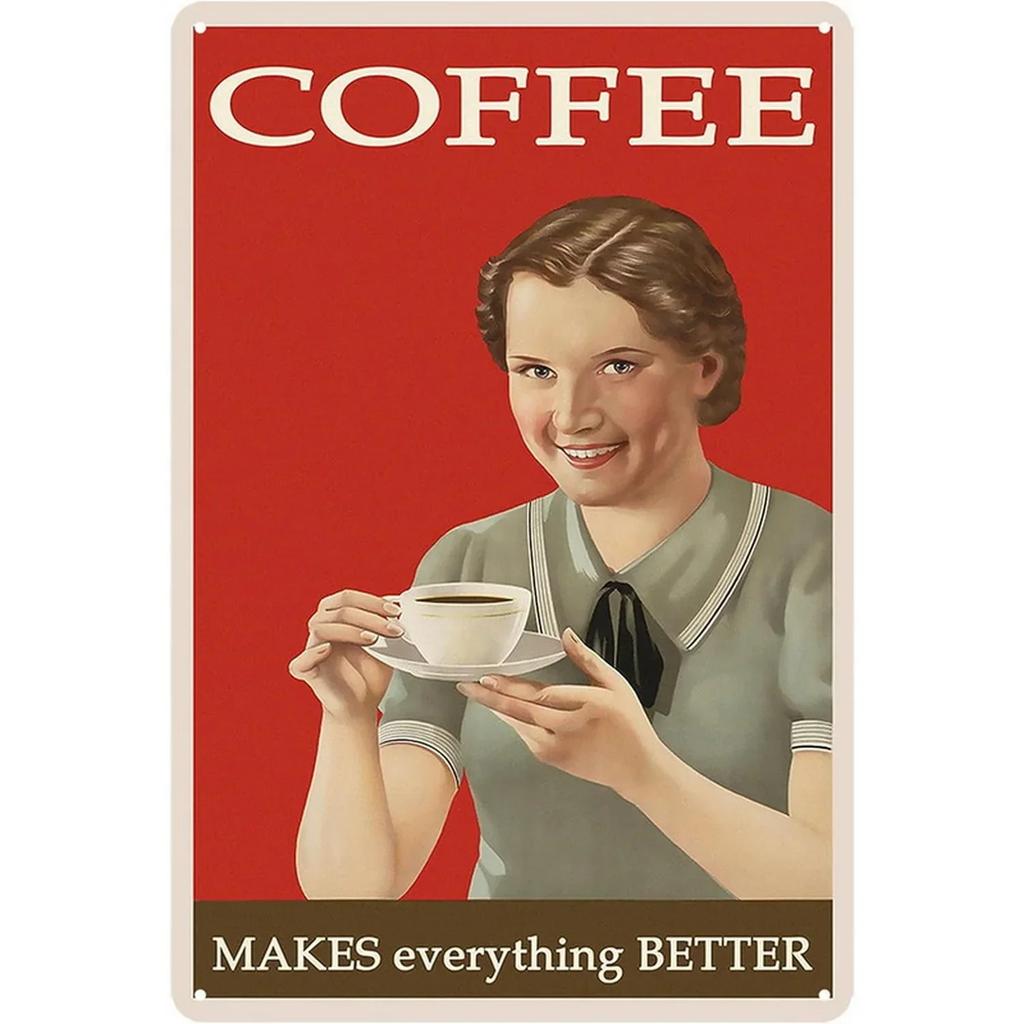 Vintage Coffee Metal Tin Sign Plaque Metal Plate Retro Wall Art Posters For Cafe Bar Pub Kitchen Club Iron Painting Decoratio