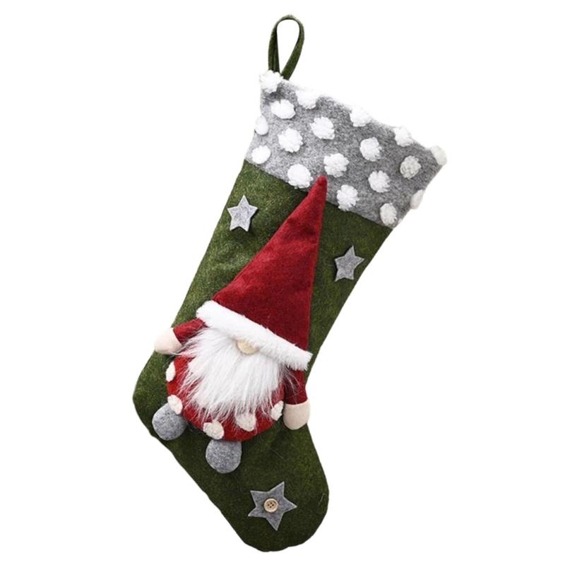 Christmas Stocking Christmas Decorations Goodie Bag Gift Fireplaces Xmases Tree Stocking Ornament for Holiday Family зелёный