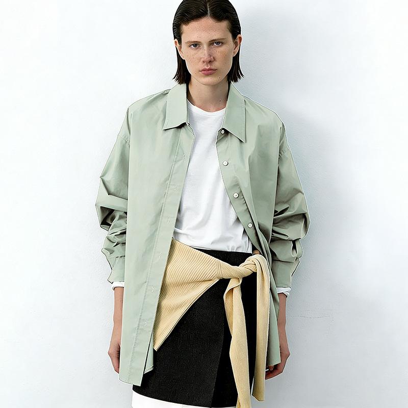2026 Spring All-Cotton Women's Shirt, Stylish Long-Sleeve Shirt, Pure Cotton Turn-Down Collar Loose Commuting Top