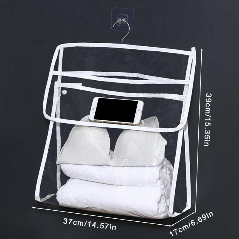 PVC Waterproof Wall Hanging Bag Towel Clothes Storage Bag Mobile Phone Bag Toiletries Organizer Bathroom Shower Accessories