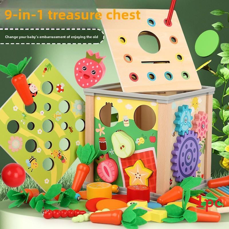 Pulling Radish Wooden Tapping Piano Matching Multi Functional Treasure Toy Box