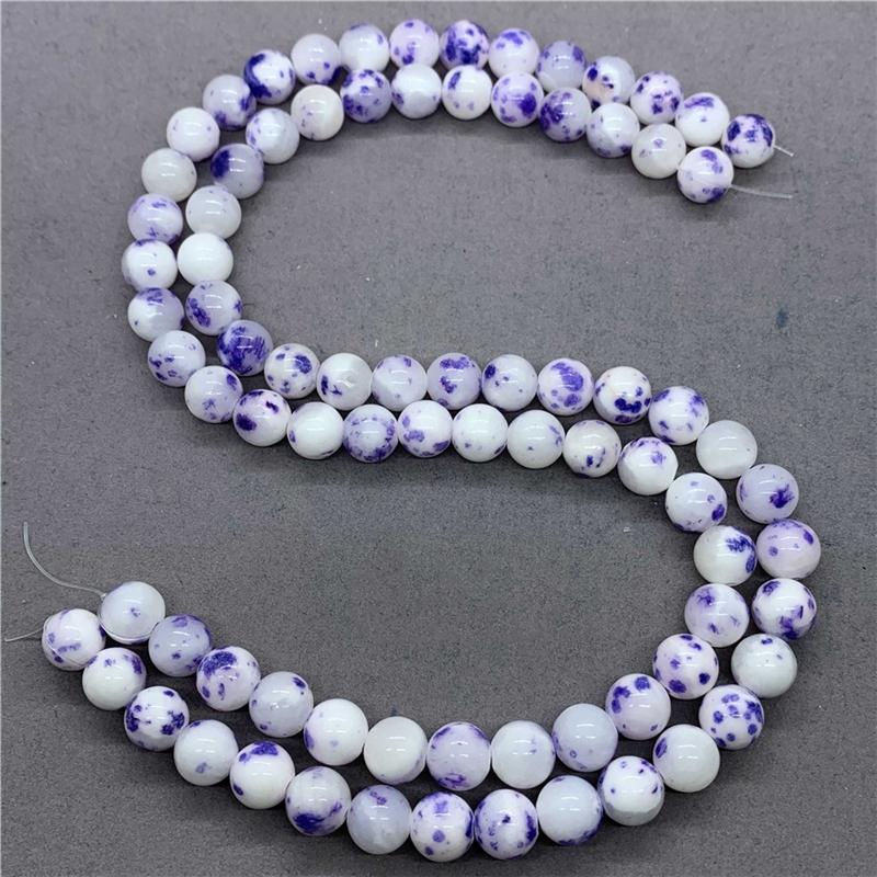 Naturstein Edelstein Schwarz Gelb Grün Weiß Pulver Persische Jade Kugel Lose Perlen 6/8/10mm DIY Armband Zubehör
