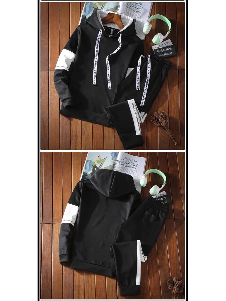 Men's Trendy Spring & Autumn Casual Suit: Stylish Korean Jacket & Sweater Set
