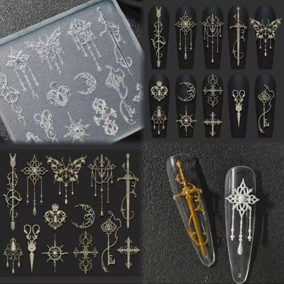 European Baroque Silicone Nail Art Mold with Exquisite Floral Design and High Transparency