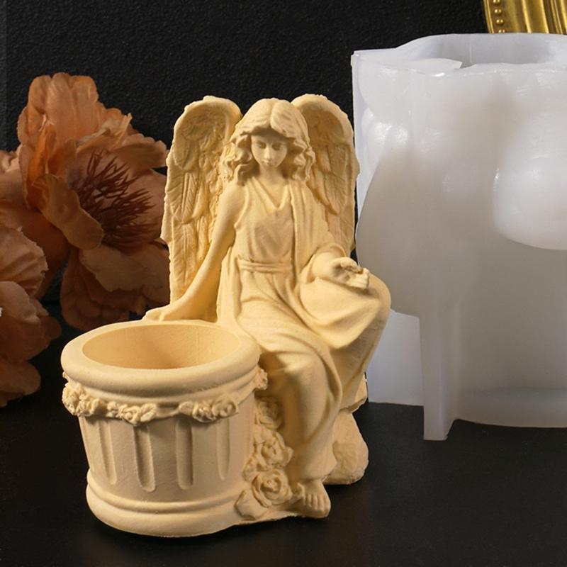 High Temperature Resistant Silicone Mould for Succulent Planter Angel Figure Flower Pots Mold Office Desk Ornament Mold