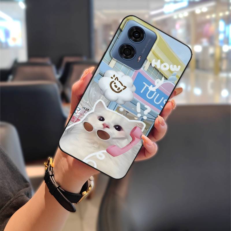 Phone Pouch Couple Phone Case For MOTO G24 Power TPU Soft Case Shockproof Durable Waterproof Cartoon Cute Protective