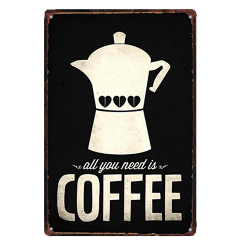 Coffee Sign Vintage Wall Decor Plaque Metal Retro Poster Decorative Coffee Plates Tin Cafe Decoration 20x30 Cm