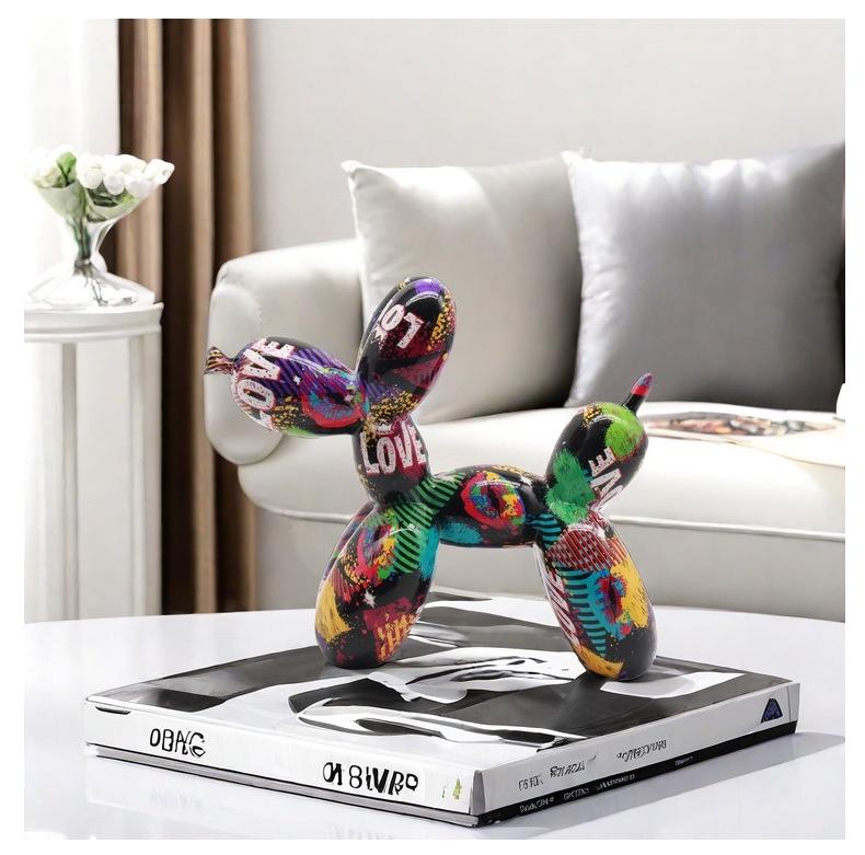 Creative Graffiti Balloon Dog Ornament for Home Décor: Artful Figurine for Study, Wine Cabinet, and TV Stand