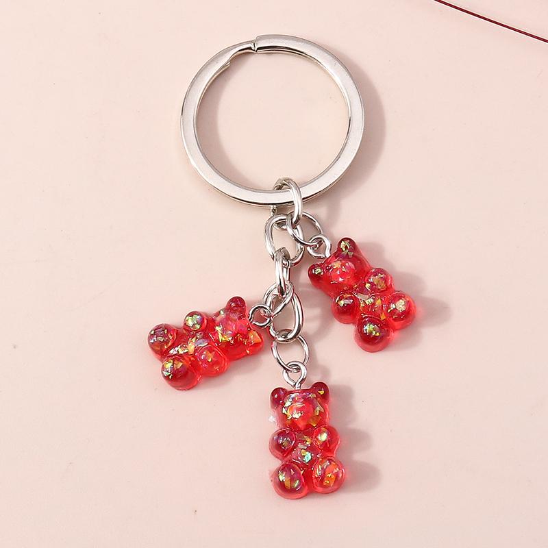 Colorful Resin 3D Bear Keychain Animal Key Rings Pendants for Women Girl Key Holder Handbag Pendants Charms DIY Jewelry Gifts