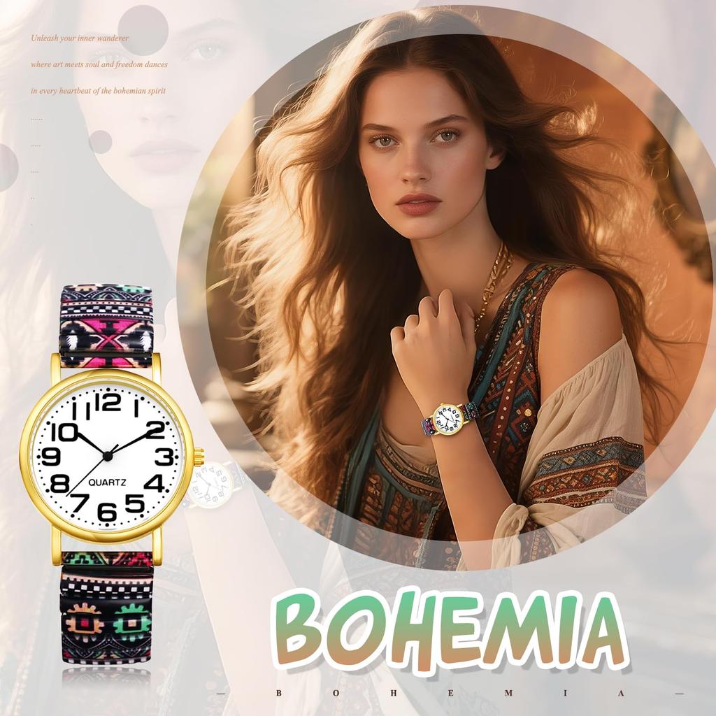 Women's Watch Cute Bohemian Style Free Size Fashion Analog Display Stainless Steel Band Waterproof Quartz Wristwatch Fashion Accessory - Birthday